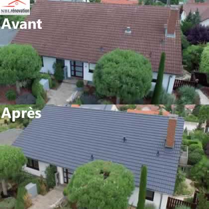 Réalisation peinture de toiture avant et après